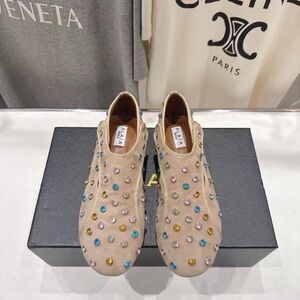 Alaina Muaddi Beige Studded Women's Shoes
